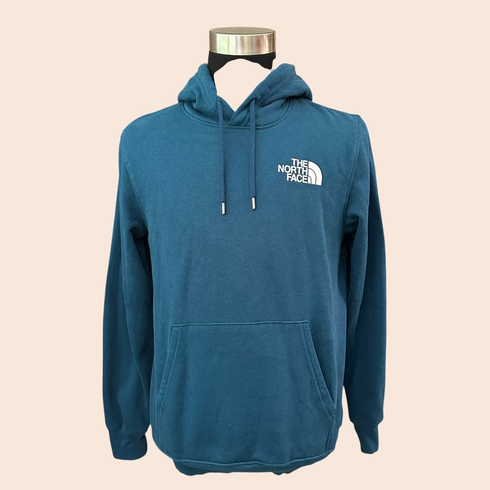The North Face Box Cotton Blend Logo Print Standard Fit Hoodie Color Blue Mens M